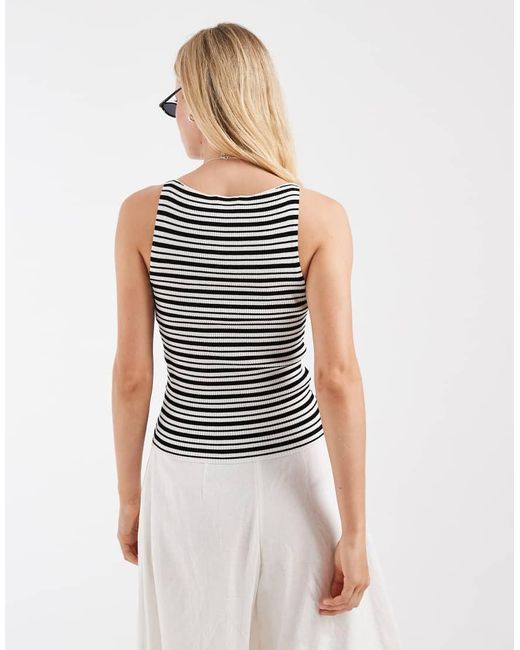 & Other Stories Black Compact Knit Boat Neck Top