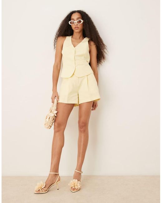 Pretty Lavish Natural Halterneck Linen Waistcoat Co-ord
