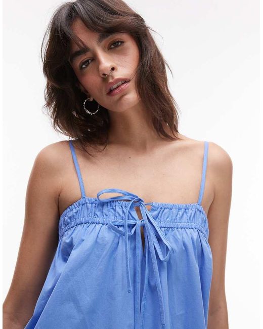 TOPSHOP Blue Poplin Mini Sundress