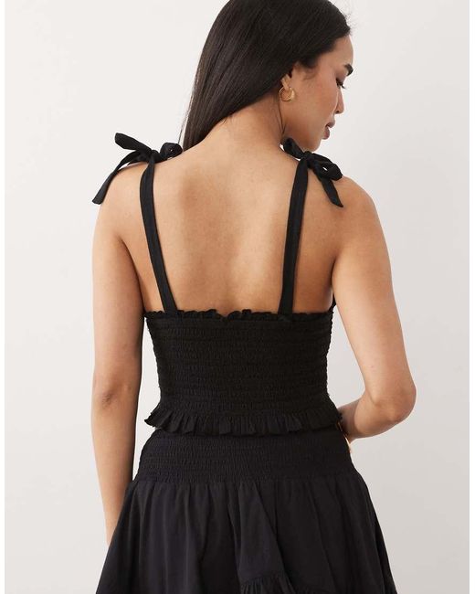 Iisla & Bird Black Tie Detail Crop Top