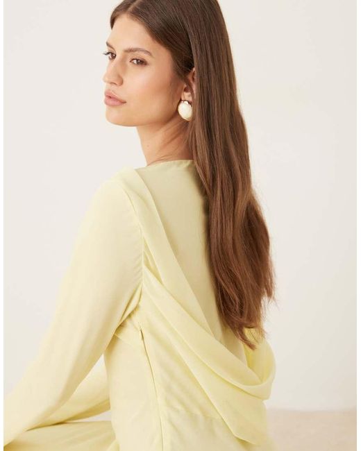 ASOS Natural Chiffon Maxi Dress With Cowl Neck Back Detail