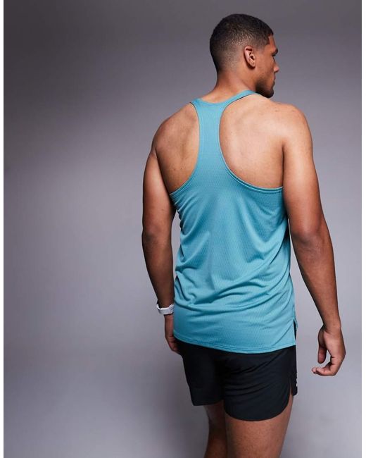 Adidas Originals Blue Adidas Running Adizero Vest With Side 3 Stripes for men