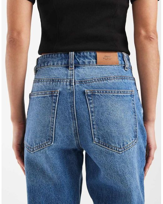 ONLY Blue Hazel Mid Waist Straight Leg Jeans