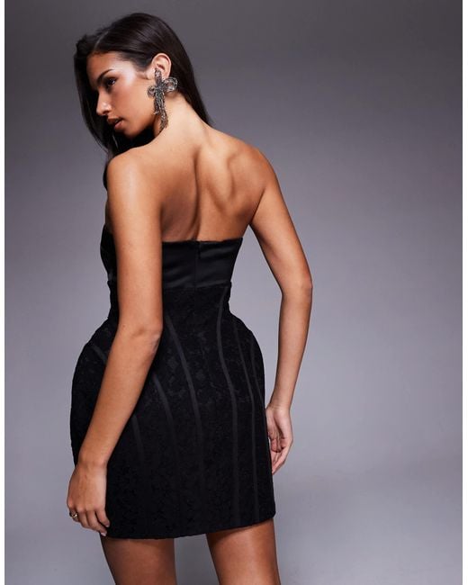 ASOS Blue Lace Bandeau Mini Dress With Sculpted Corset