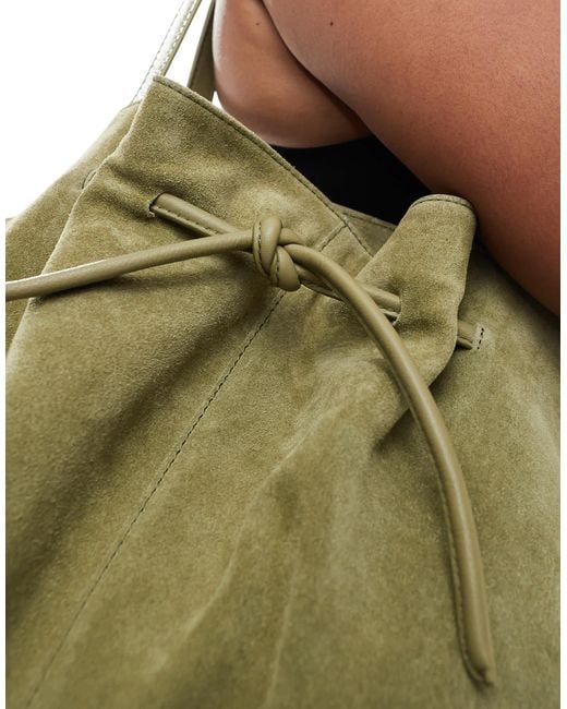 ASOS Suede Winged Belted Tote-green