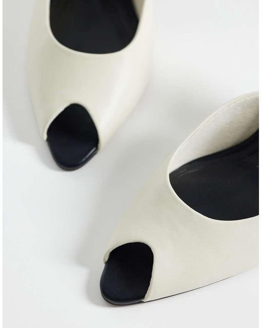 ASOS White Nobu Peep Toe High Heel Mules