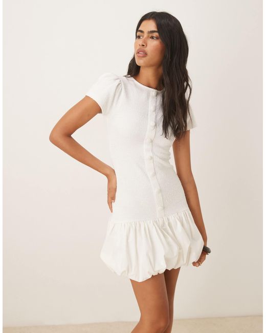 ASOS Natural Bubble Hem Button Down Mini Dress