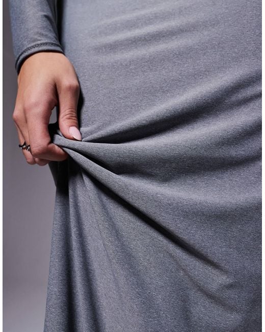 Kaiia Blue Exclusive Premium Cotton Touch Slinky Maxi Skirt