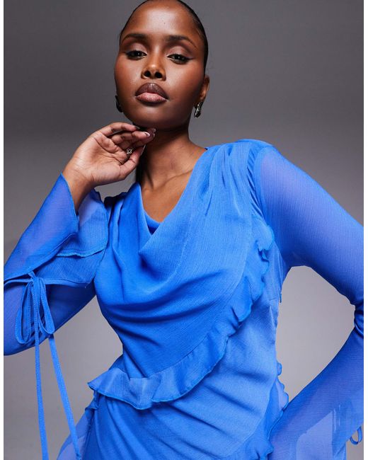 sachin and babi light blue dress Lianah Ruffle Maxi Dress