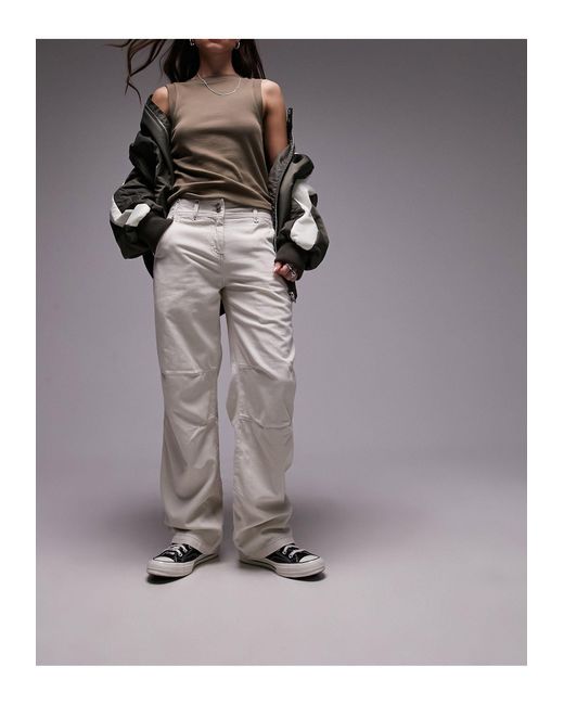 Pantalon taille basse - écru TOPSHOP en coloris Gray