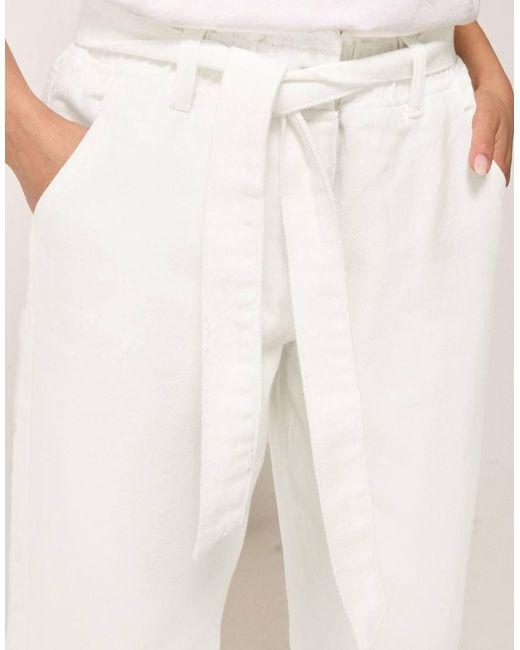 PixieGirl Natural Petite Belted Barrel Jeans