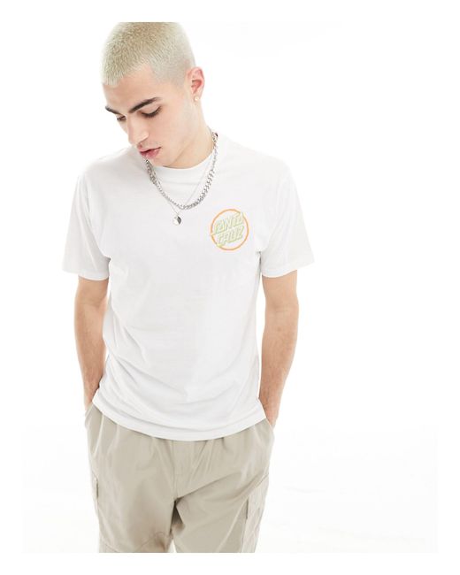 Camiseta blanca con estampado gráfico en la espalda Santa Cruz de hombre de color White