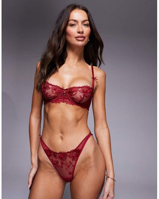 ASOS Red Tate Premium Floral Embroidery Underwi Bra