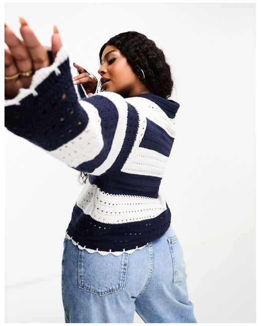 Tommy Hilfiger Plus Crochet Sweater With Collar in Blue | Lyst UK