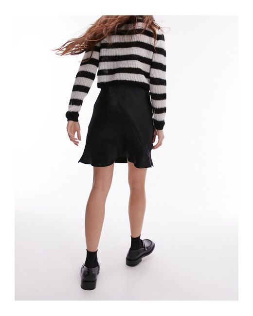 TOPSHOP Black Satin Bias Mini Skirt