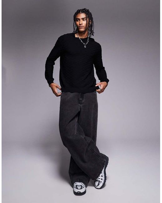 Maglione Girocollo Testurizzato Con Logo di ARMANI EXCHANGE in Gray da Uomo