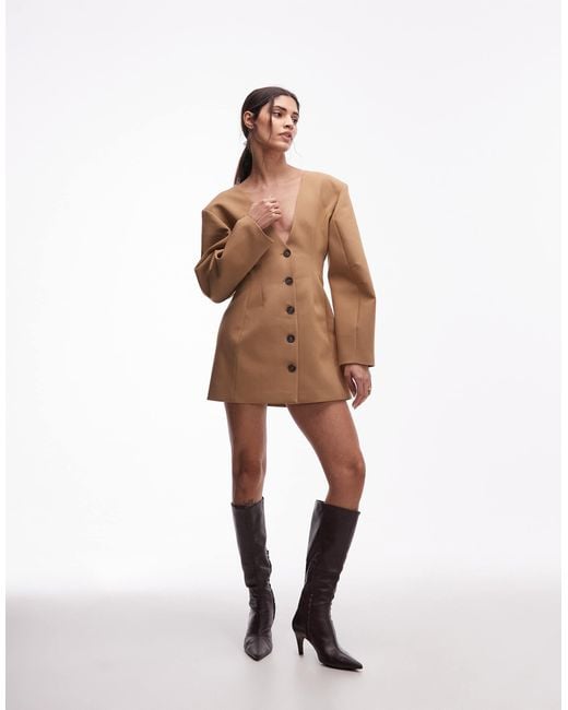 ASOS Brown Moulded Hip Tailored Mini Dress