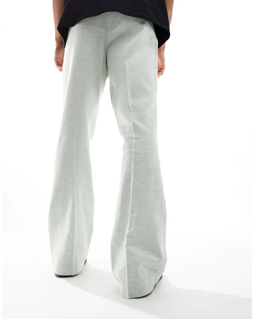 Pantalon évasé élégant à taille haute à chevrons - sauge ASOS pour homme en coloris White