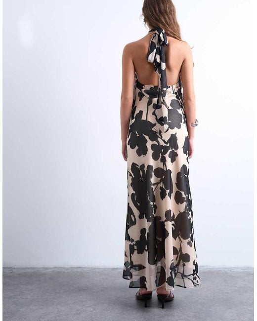 TOPSHOP White Halter Layered Chiffon Dress