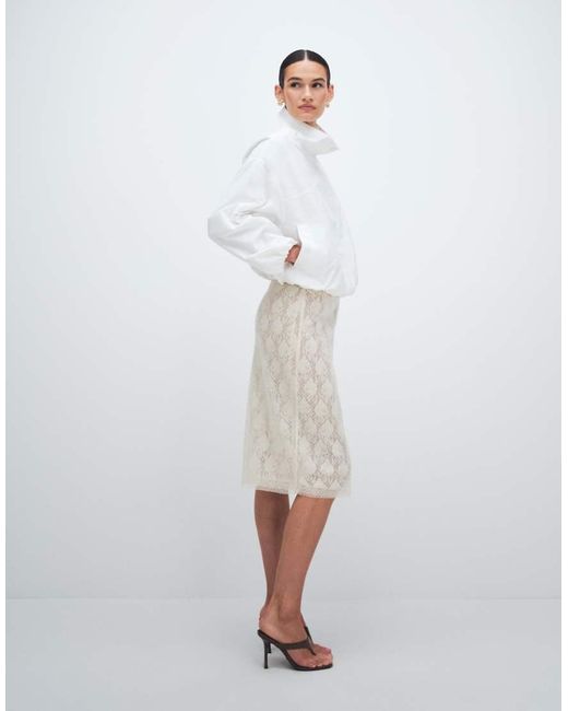 TOPSHOP White Embellished Sequin Midi Skirt