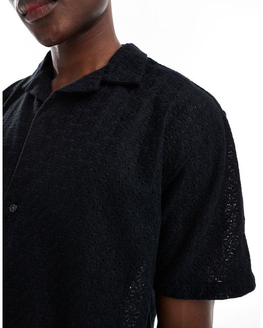 Camicia oversize a maniche corte taglio corto di Abercrombie & Fitch in Black da Uomo