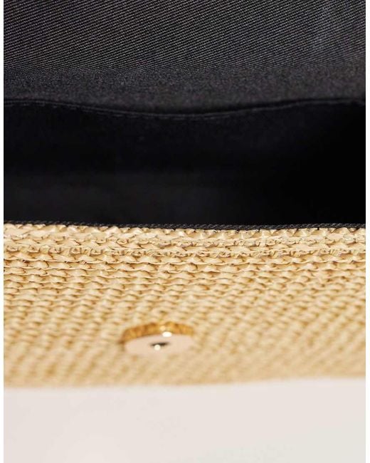 ASOS Natural Straw Crossbody Bag With Resin Top Handle And Detachable Cross Body Strap