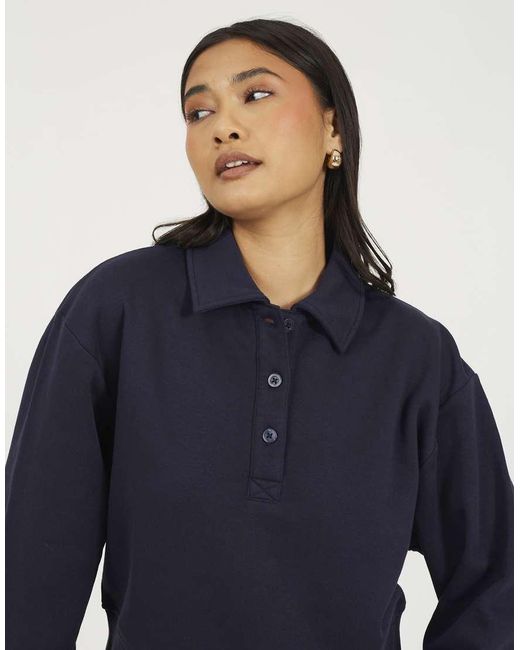 Brave Soul Blue Collared Button Down Sweatshirt