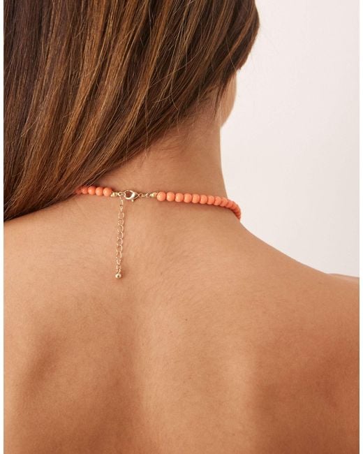 ASOS Brown Short Necklace With Coloured Stones And Shell Pendant