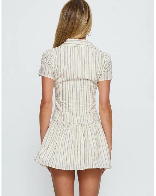 Princess Polly White Windswept Cotton Rich Button Up Full Skirt Mini Shirt Dress