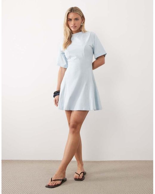 ASOS Blue Asos Design Petite Cinched Seam Detail Mini Dress