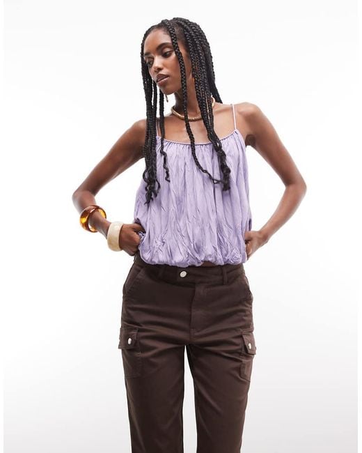 ASOS Purple Strappy Bubble Hem Top