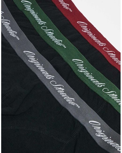 Jack & Jones Black 3 Pack Trunks With Script Logo Waistband for men