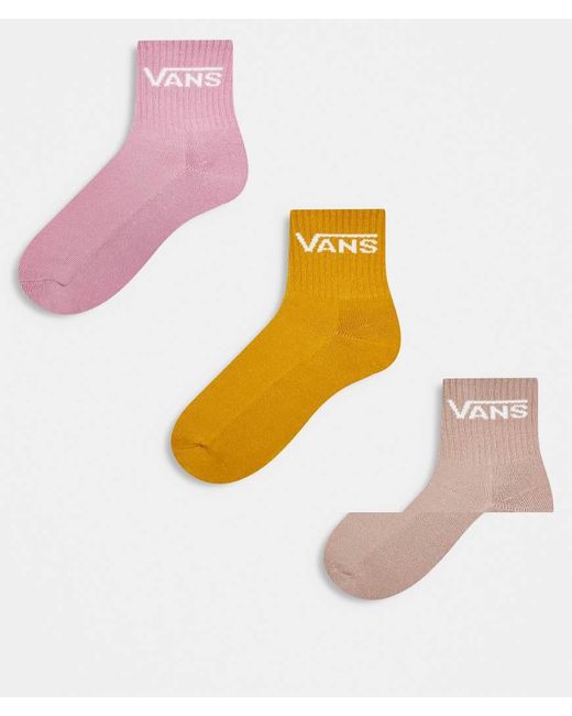 Pack De 3 Calcetines Deportivos De Tonos Pastel De Media Caña Clásicos De -Rosa Vans de color Pink
