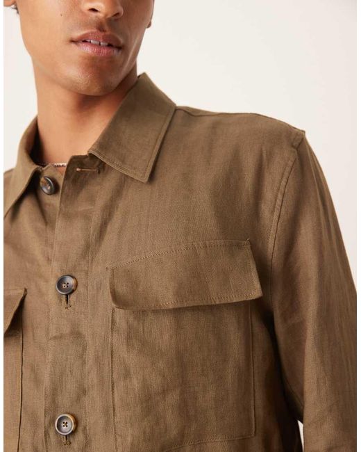 Chaqueta Estilo Camisa De Lino De Mango de hombre de color Natural