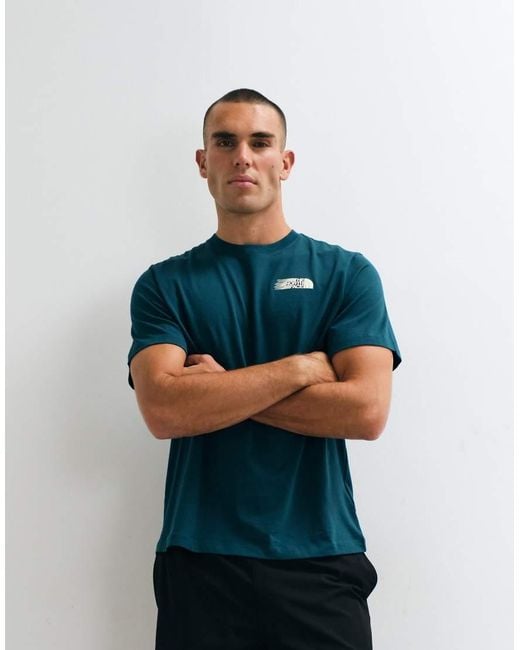 The North Face Blue Retro Trail Relaxed T-Shirt With Back Print for men