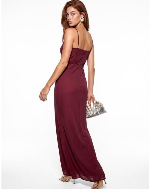Maya Red Embellished Strappy One Shoulder Maxi Dress