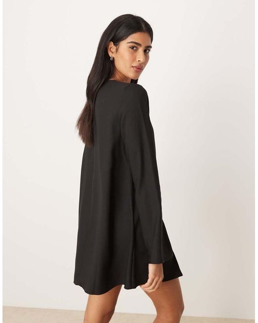 ASOS Black Long Sleeve Godet Mini Dress