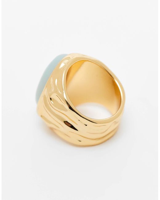Édition limitée - - bague en plaqué or 14 carats avec pierre amazonite véritable ASOS en coloris Blue