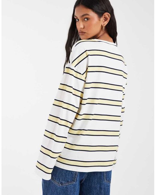 Pieces White Long Sleeve Rubgy T-shirt