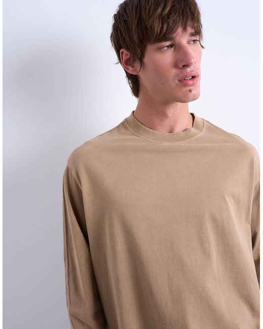 Topman Natural Long Sleeve Oversized Raglan T-shirt for men