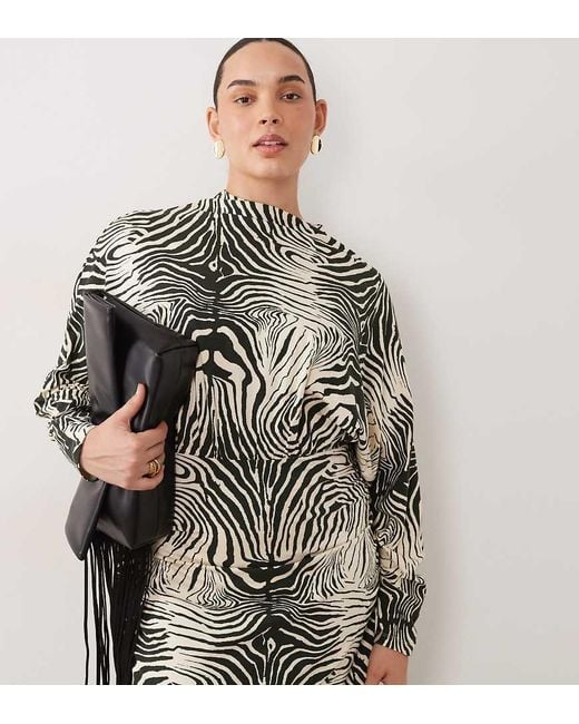 ASOS Brown Asos Design Curve Batwing Zebra Maxi Dress