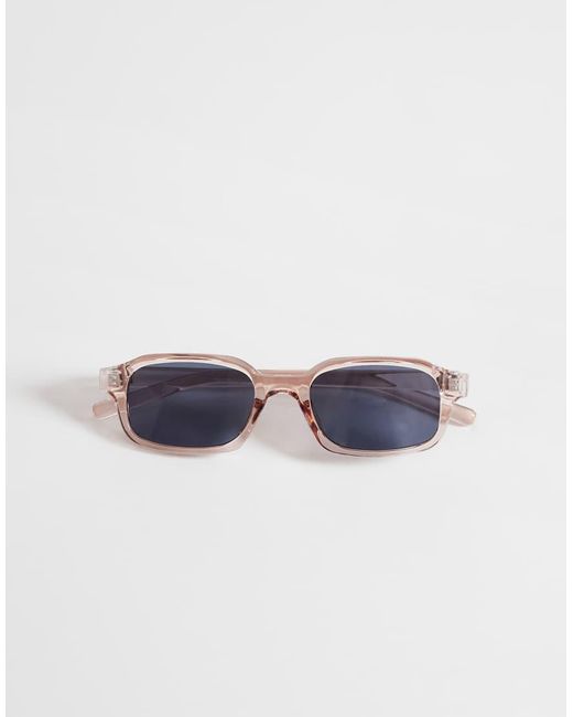 ASOS Blue Slim Rectangle Sunglasses for men