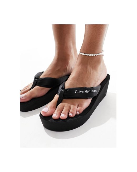Calvin Klein Black Padded Wedge Sandals