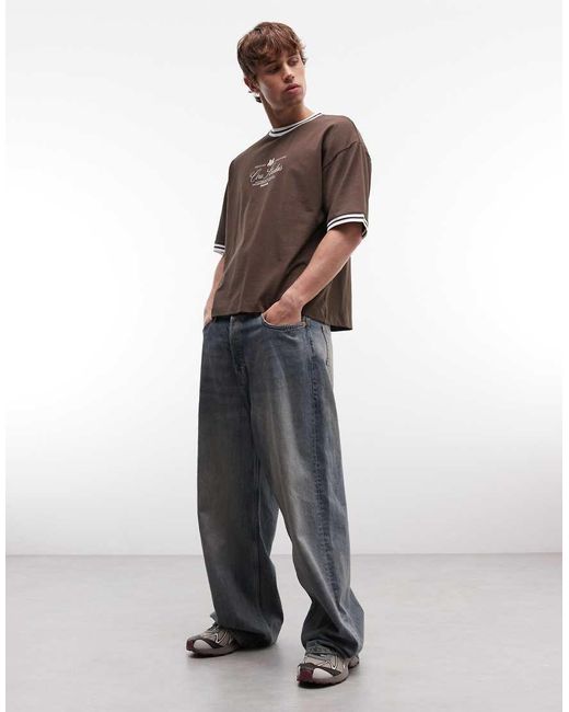 ASOS Brown Boxy Oversized T-shirt With Text Graphic for men