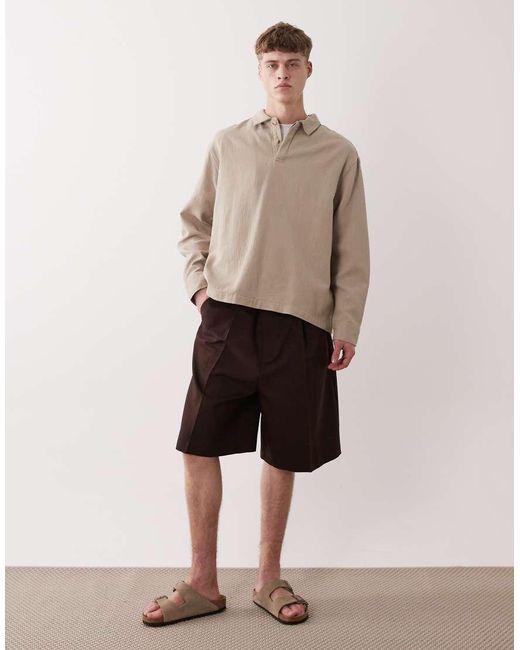 ASOS Natural Oversized Overhead Textured Shirt for men