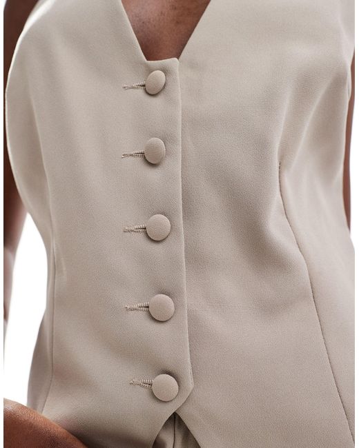 River Island Natural Buttoned Front Waistcoat