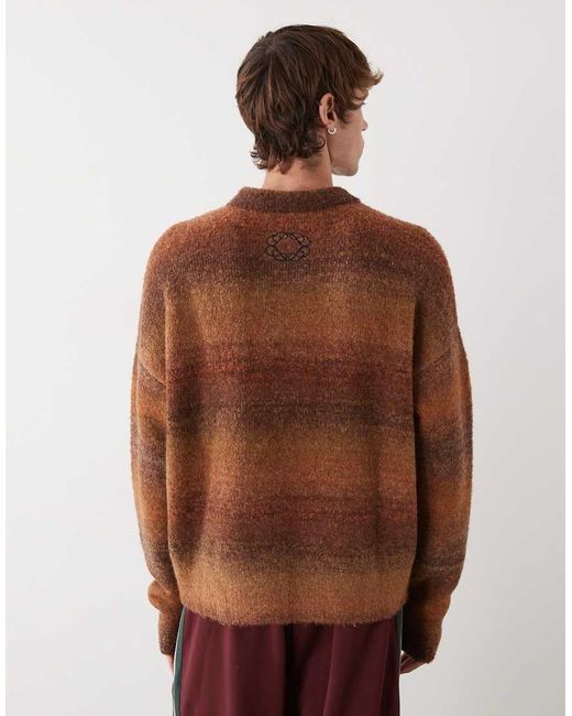 Prohibited Brown Oversized Gradient Knit Jumper for men