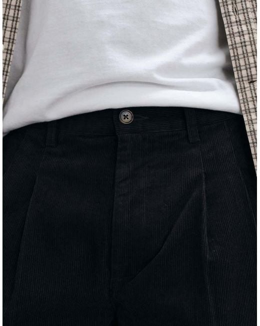 Prohibited Black Wide Leg Corduroy Pants for men