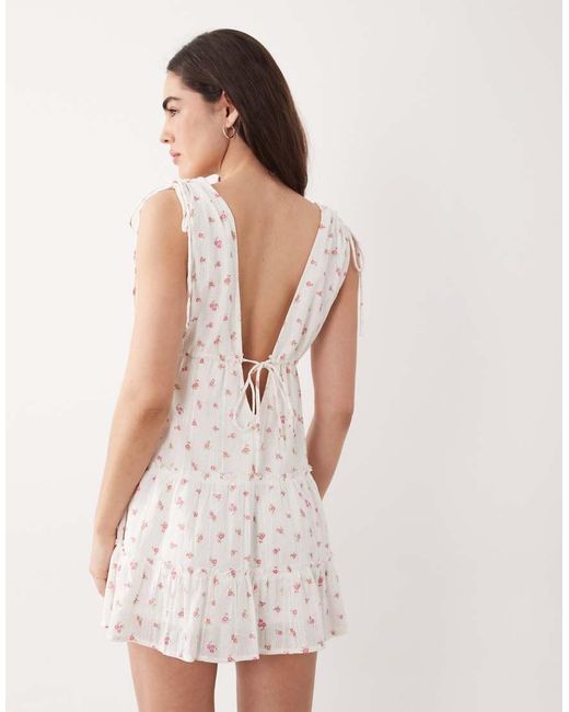 Aray Pink Ditsy Floral Print Mini Beach Dress