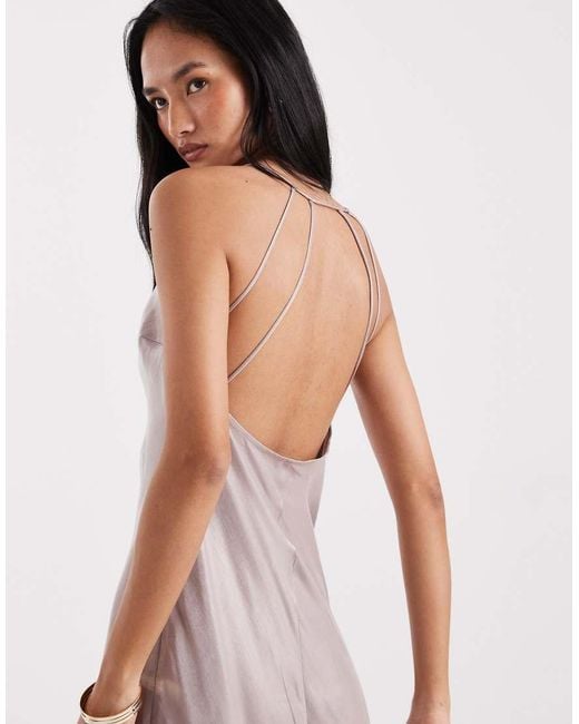 New Look Pink Shimmer Satin Maxi Slip Dress